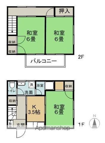 松本電気鉄道 信濃荒井駅 徒歩25分 2階建 築42年(3K)の間取り写真