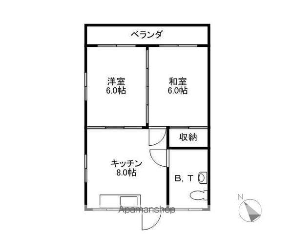 喜納 修 アパート(2DK/2階)の間取り写真