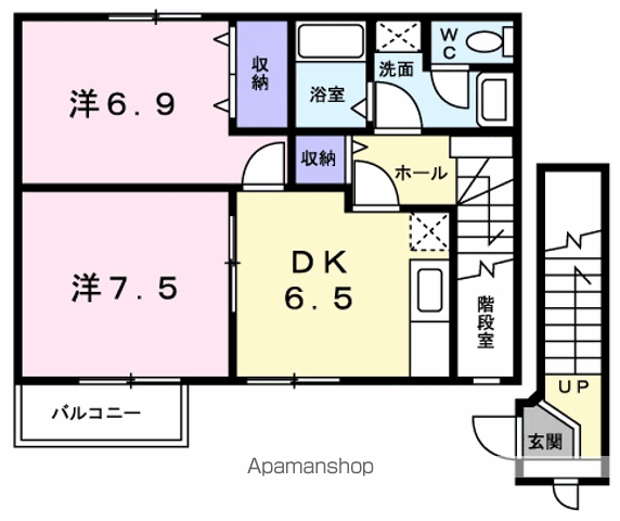 サンハイツⅡ(2DK/2階)の間取り写真