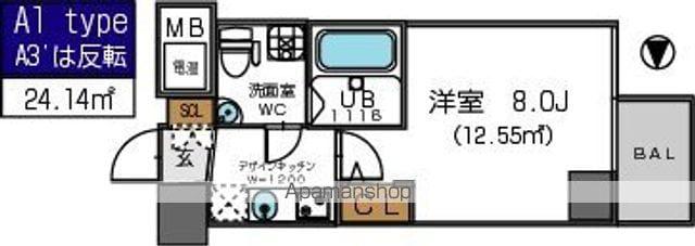 ザパーククロス阿波座(1K/10階)の間取り写真