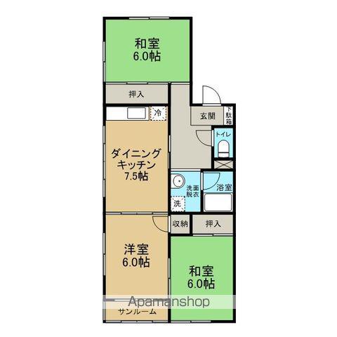 ハイツクリスタル(3DK/1階)の間取り写真