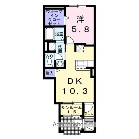 グランヴァレーA(1LDK/1階)の間取り写真