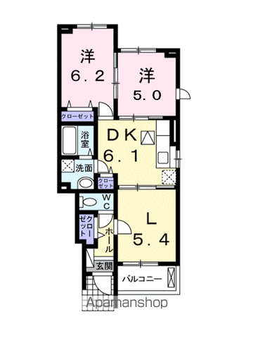 トロイガーデンⅡ(2LDK/1階)の間取り写真