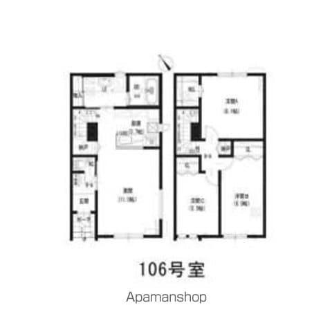 ルミエール太平2—4Ⅱ(3LDK/1階)の間取り写真