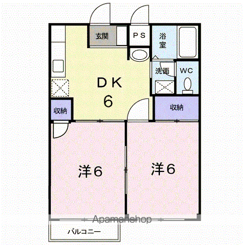 ファミールまどか(2DK/2階)の間取り写真