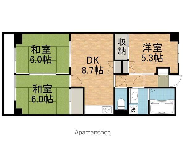 パレス上杉(3DK/9階)の間取り写真