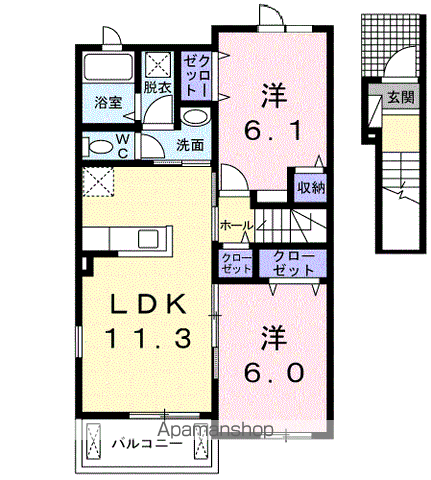 PRIME F・K(2LDK/2階)の間取り写真