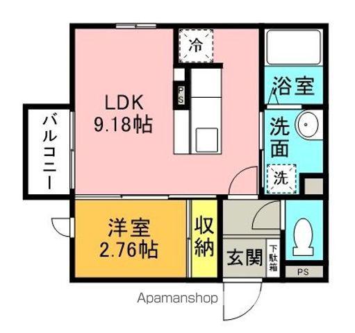 シャンス(1LDK/1階)の間取り写真