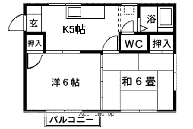 ファミール緑花苑 B棟(2K/2階)の間取り写真