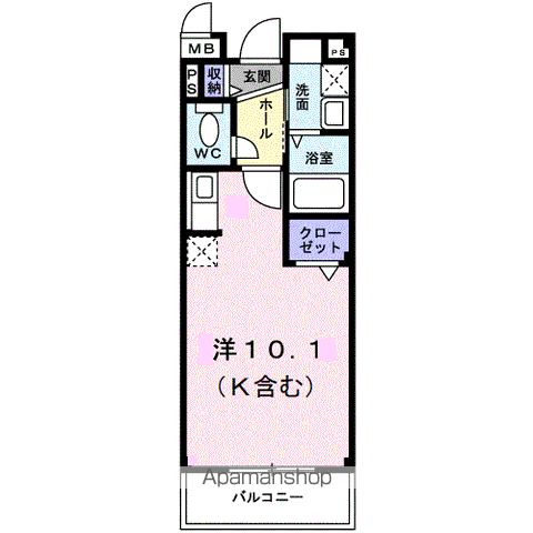 トラッド美里A(ワンルーム/1階)の間取り写真