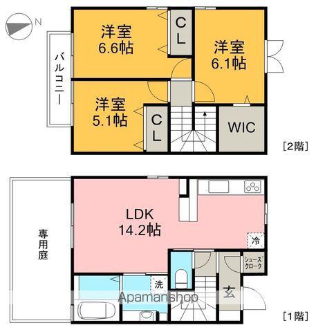 ガーデンコートB棟(3LDK/1階)の間取り写真