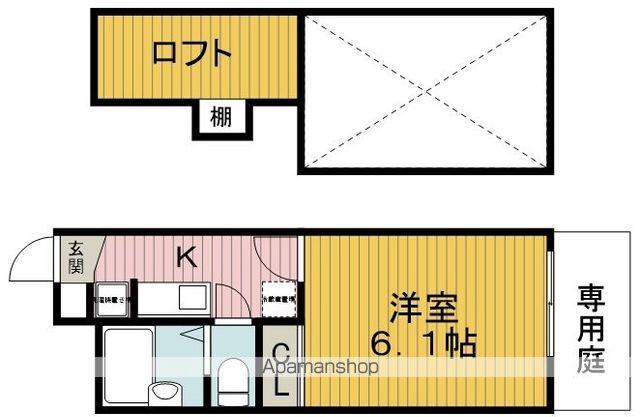 石橋蛍池(1K/1階)の間取り写真