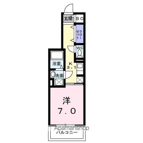 ロイヤルパーク(1K/4階)の間取り写真
