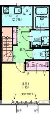 ディアコート盛岡B(1K/2階)の間取り写真
