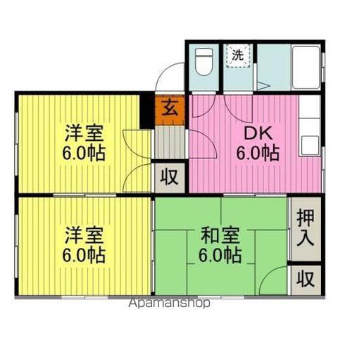 沖村マンション(3DK/1階)の間取り写真