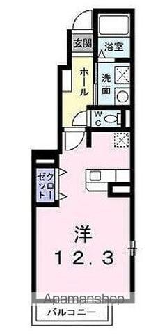 ジェニトーリⅡ(ワンルーム/1階)の間取り写真