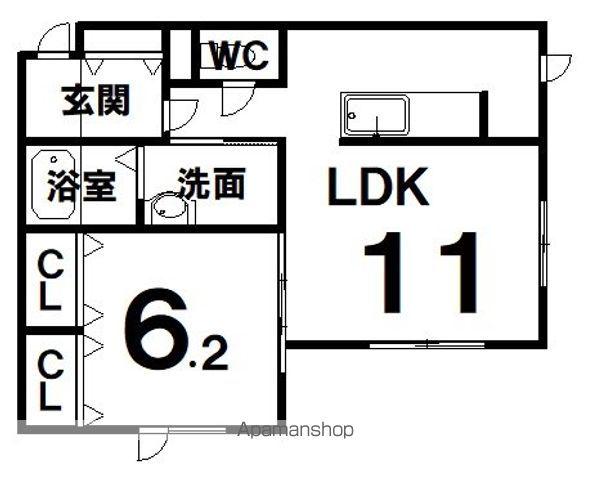 オールブルー(1LDK/2階)の間取り写真