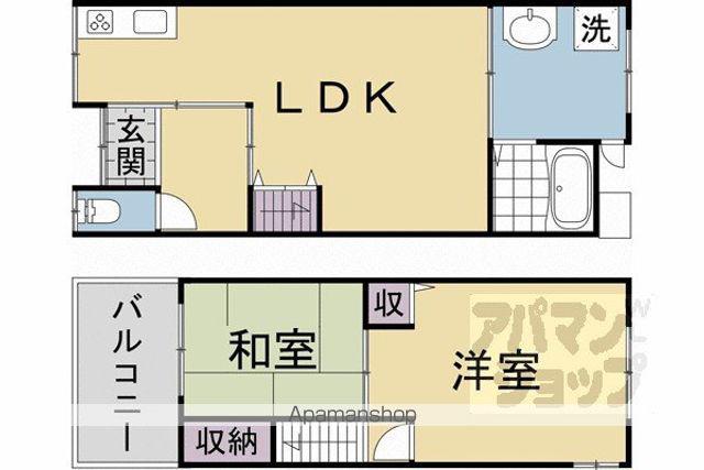 京都市東西線 石田駅(京都市営) 徒歩12分 2階建 築57年(2LDK)の間取り写真