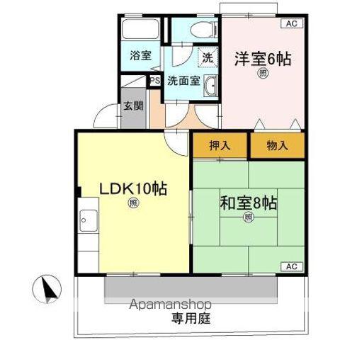 マリレーヴ内浜(2LDK/1階)の間取り写真