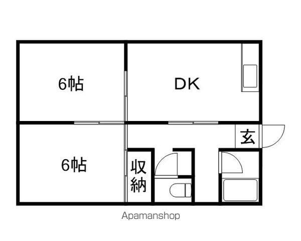 こかめハイツ(2DK/1階)の間取り写真