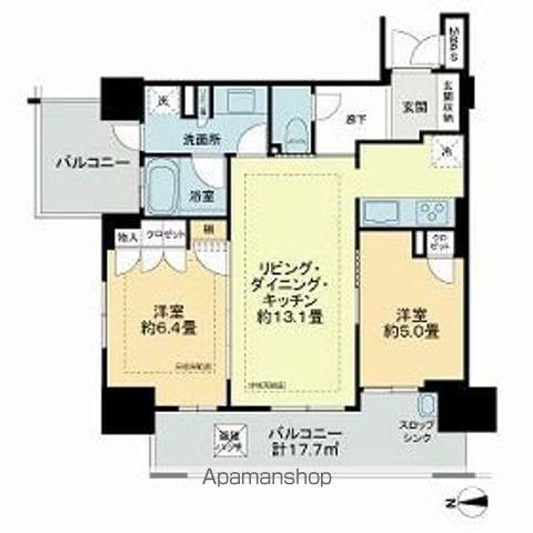 ライオンズプレティナレジデンス(2LDK/10階)の間取り写真