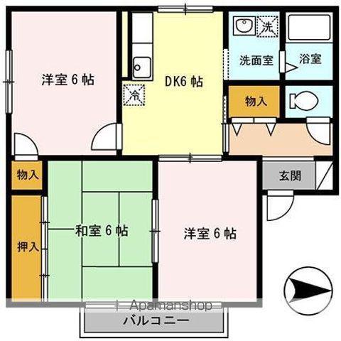 ラフィネ九(3DK/1階)の間取り写真
