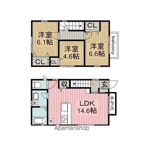 名鉄名古屋本線 牛田駅(愛知) 徒歩16分 2階建 築9年(3LDK)の間取り写真