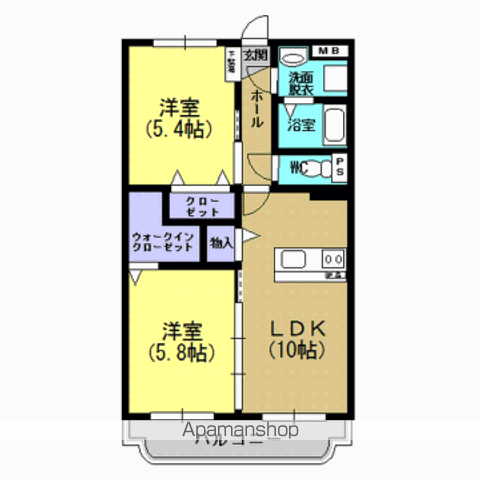 モンルボメゾン(2LDK/4階)の間取り写真