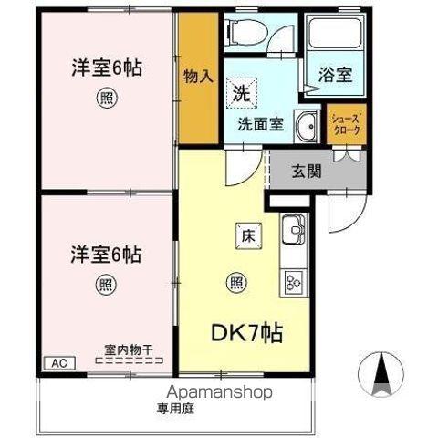 マルベリーM A棟(2DK/1階)の間取り写真