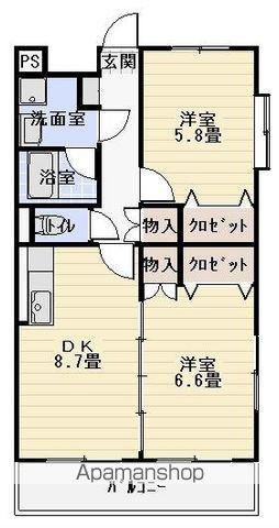 メゾンアネシス(2DK/2階)の間取り写真