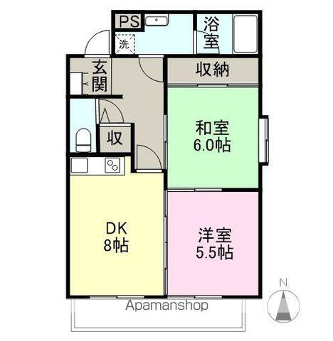 マンションベルエア(2LDK/4階)の間取り写真