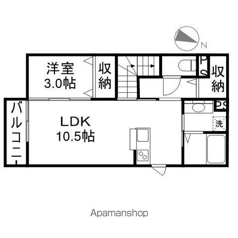 エヴァーグリーン(1LDK/2階)の間取り写真