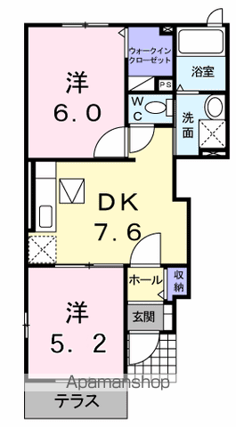 ルークス勇峰A(2DK/1階)の間取り写真
