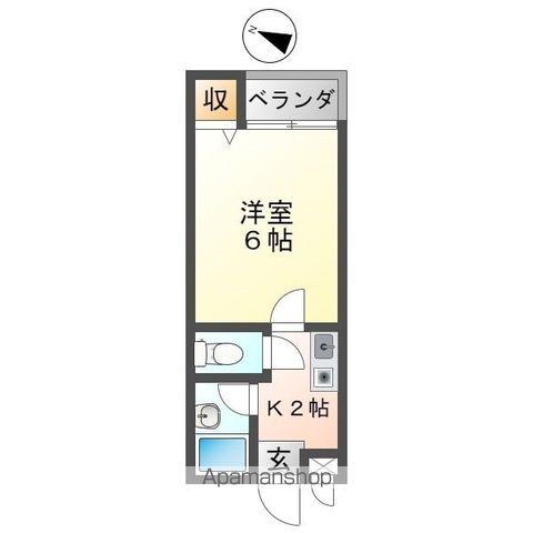 ハイツ宮野裏(1K/2階)の間取り写真