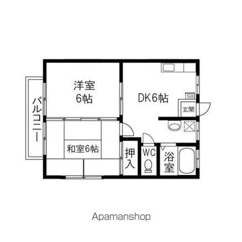 ハイツSKⅡ(2DK/2階)の間取り写真