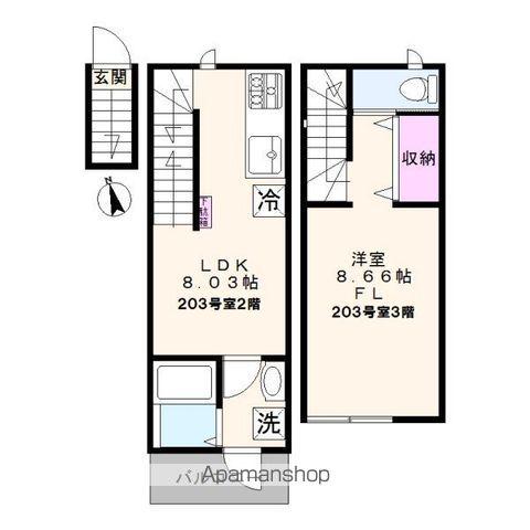 チャルテ西早稲田(1LDK/2階)の間取り写真
