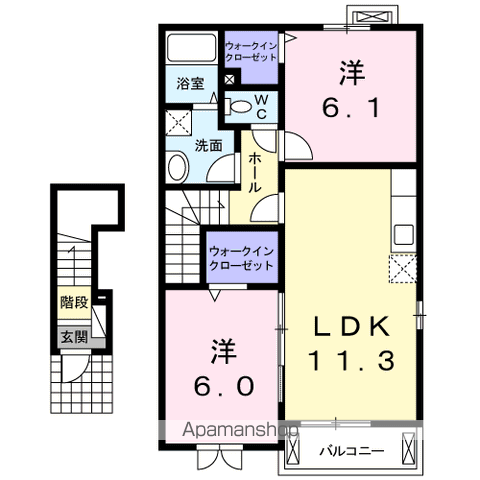 ゼファーⅡ(2LDK/2階)の間取り写真