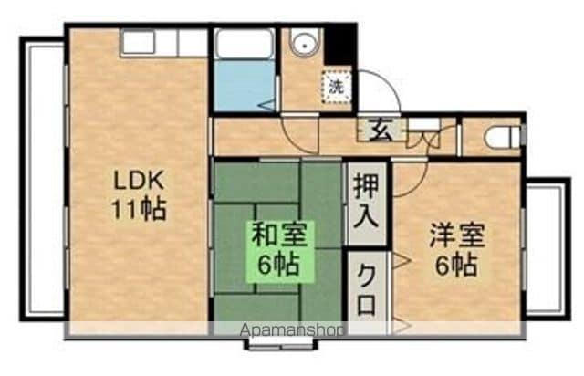 グランビューA(2LDK/1階)の間取り写真