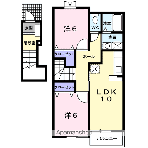 ピエ・デル・モンテⅡ(2LDK/2階)の間取り写真