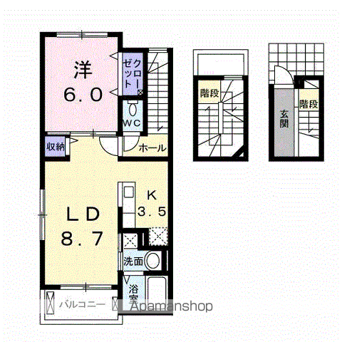 サウスウィンドⅡ(1LDK/3階)の間取り写真