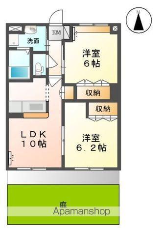 メルヴェール Ⅰ(2LDK/1階)の間取り写真