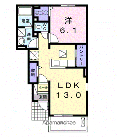 ウエスト・タウン(1LDK/1階)の間取り写真