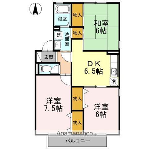 セジュール岡本A棟(3DK/2階)の間取り写真