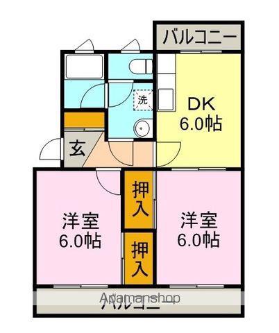 コーポラス日向(2DK/2階)の間取り写真