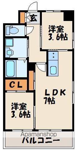 赤間駅前天神マンション(2DK/3階)の間取り写真