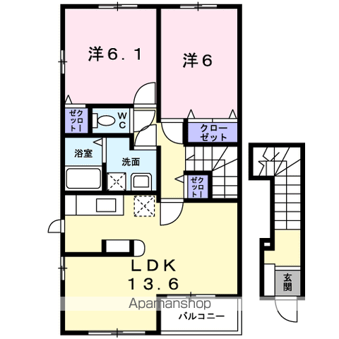 ミニョンアンジュ(2LDK/2階)の間取り写真
