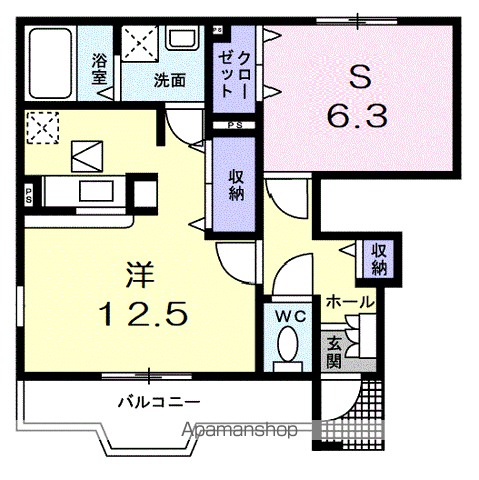 エクセレンテパラーシオ(ワンルーム/1階)の間取り写真