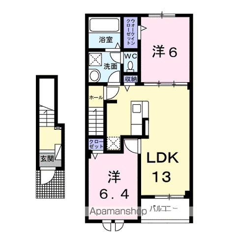 ソレイユ B(2LDK/2階)の間取り写真