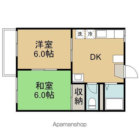 ファンテンハピネス(2DK/1階)の間取り写真