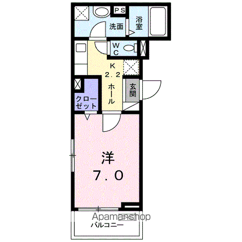 ノアズアークⅡ(1K/3階)の間取り写真